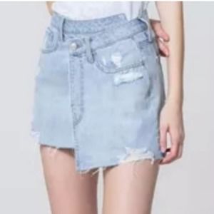 Vervet High Waist Asymmetrical Denim Skirt Large